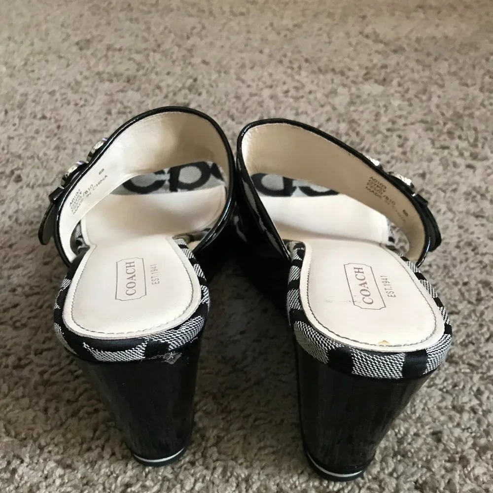 Coach Black Signature Wedge Sandals